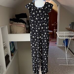 LOFT Black Floral Jumpsuit